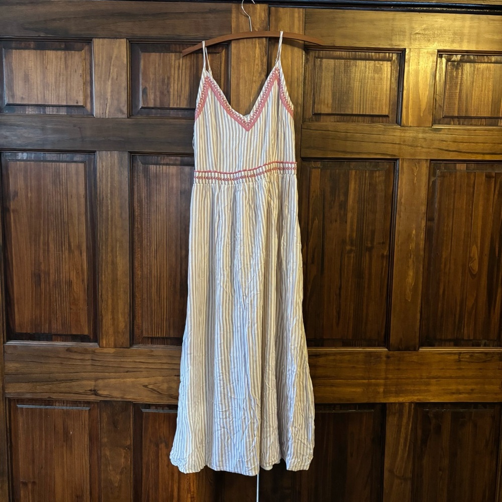 Japna Striped Maxi Dress with Pink Accents